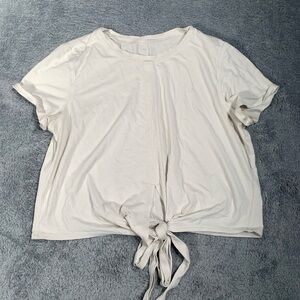 Lululemon White Tie-Front Top tee shirt